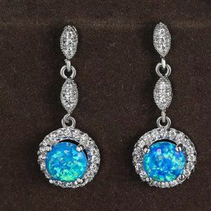 Gorgeous Blue Round Moonstone Wedding Earrings for Women
